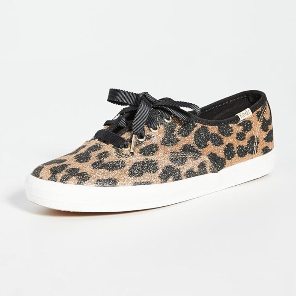 NIB Keds x Kate Spade New York Champion Glitter Leopard Sneakers